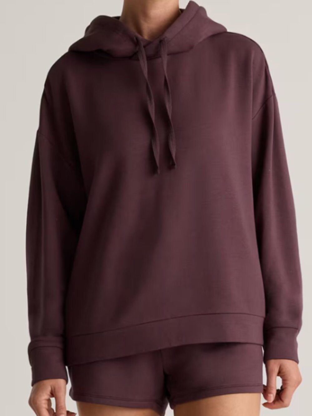 Quince SuperSoft Fleece Pullover Hoodie Dried Fig S NWT